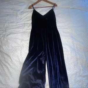 Love J Navy Blue Velvet Jump Suit